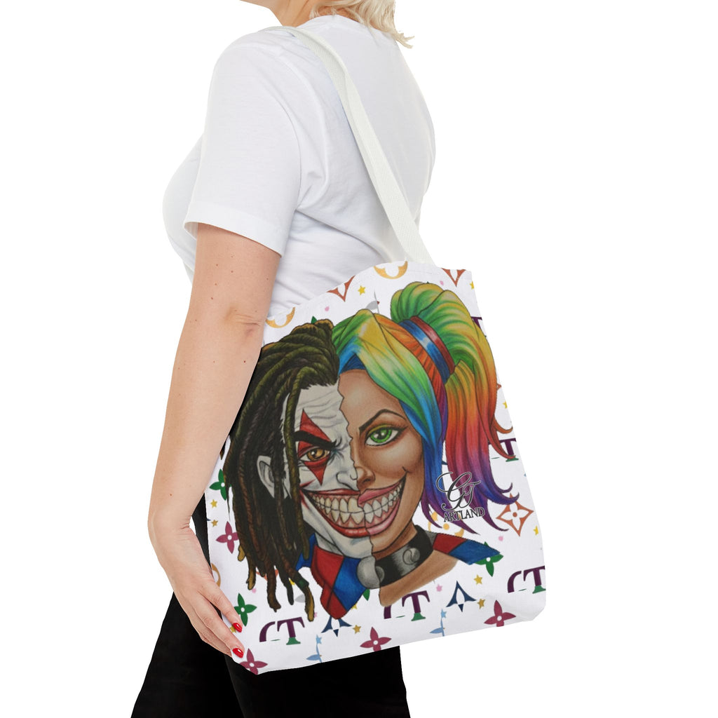 Two Faced Clown Couple Face Tote Bag – Urban Duo Swag by GT Artland