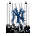 Dripping NY Logo Matte Vertical Poster | Baseball Pinstripe Art by GT Artland