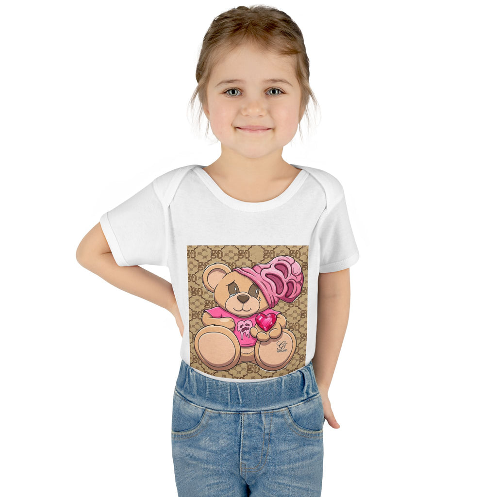 Pink Heart Teddy Bear Infant Bodysuit by GT Artland