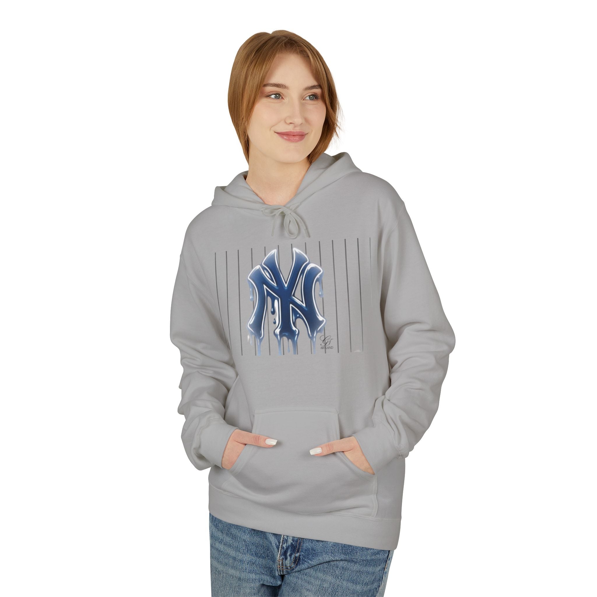 Dripping NY Fan Gear Logo Hoodie | Baseball Pinstripe Streetwear by GT Artland
