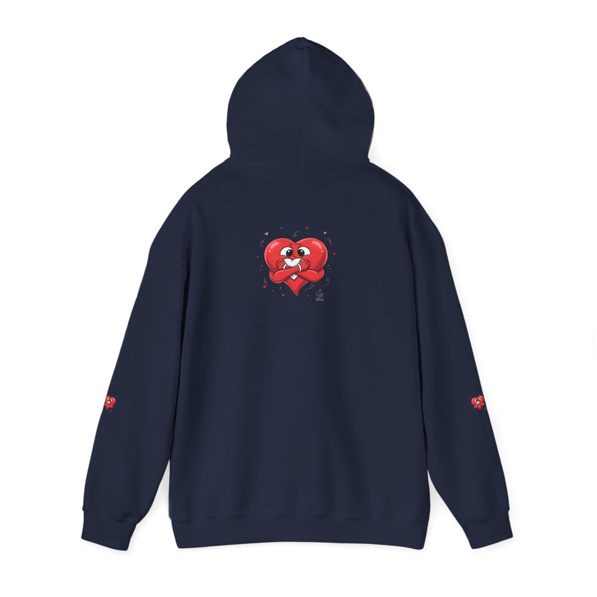 Graphic Heart Unisex Heavy Blend Hooded Sweatshirt | Red Heart Cartoon Sweatshirt