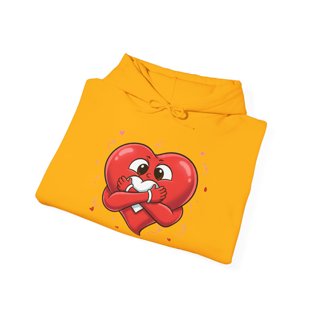 Graphic Heart Unisex Heavy Blend Hooded Sweatshirt | Red Heart Cartoon Sweatshirt