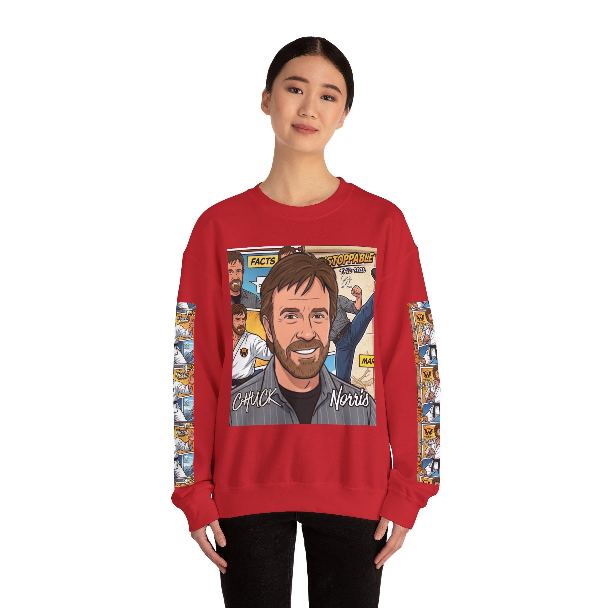 Chuck Norris Toon Urban Retro Martial Arts Legend Crewneck Sweatshirt