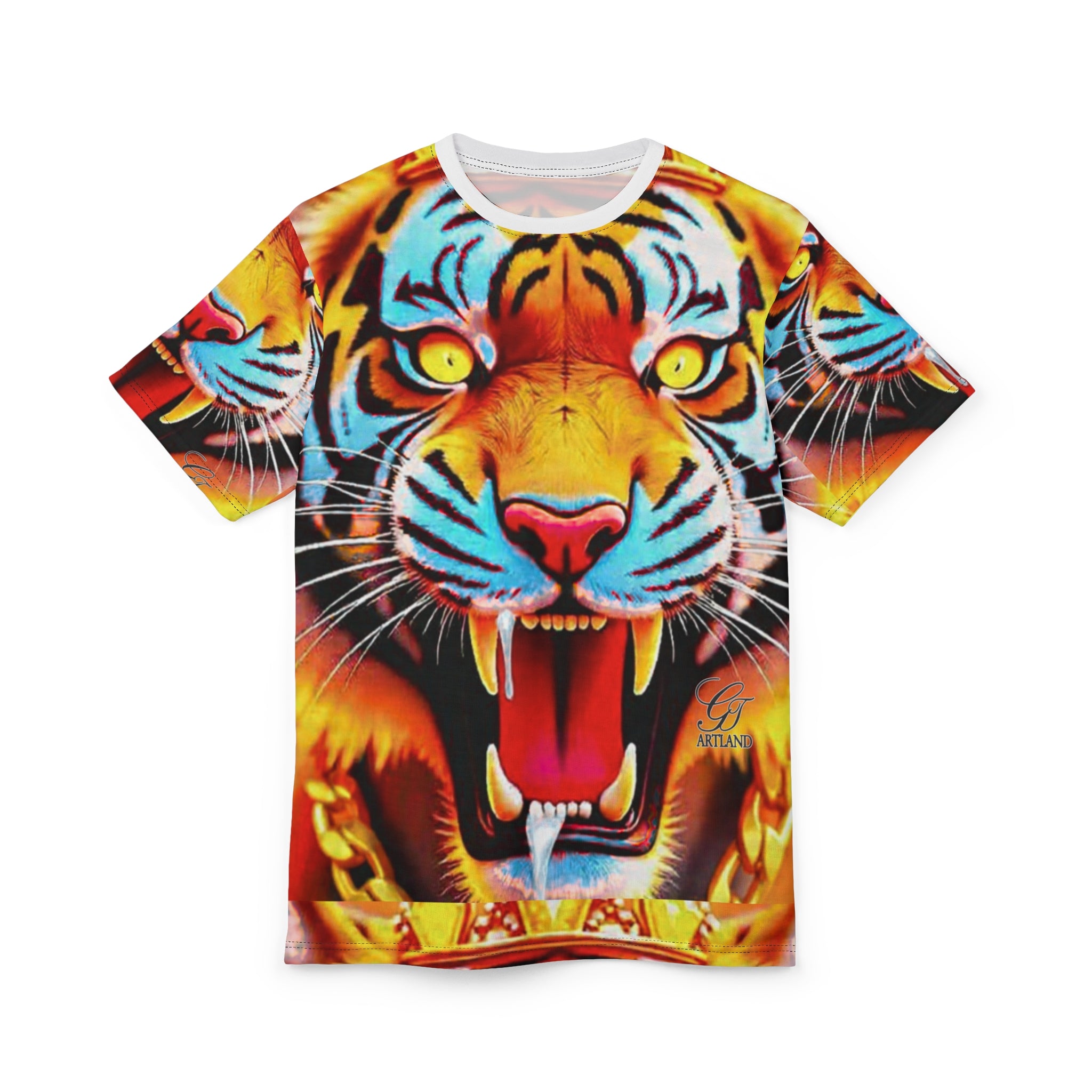 Roaring Neon Tiger Tee | All-Over Print Shirt by GT Artland