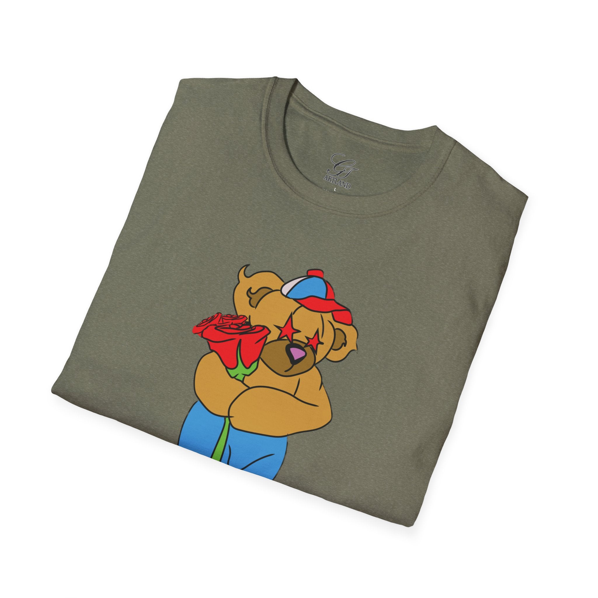 Cartoon Bear with Swag Graphic T-Shirt - Tee