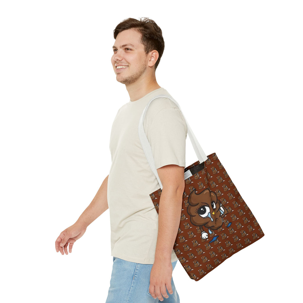 Glizzee Cute Poop Character Tote Bag | All Over Print Cartoon Pattern by GT Artland