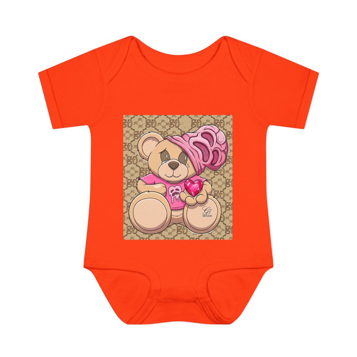 Pink Heart Teddy Bear Infant Bodysuit by GT Artland