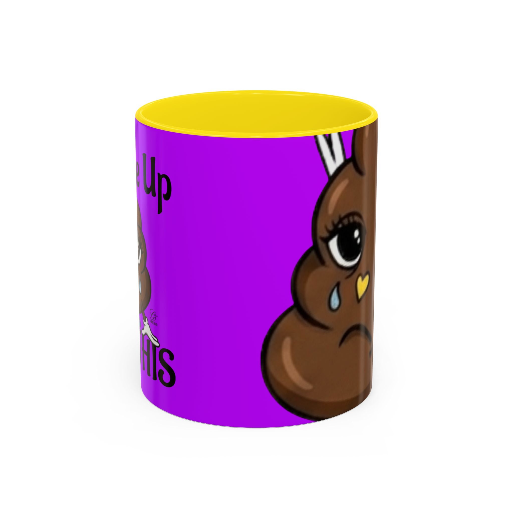 Sad Poop Emoji Accent Coffee Mug (11/15oz) — Funny Cute Kawaii Tearful Poop Design by GT Artland