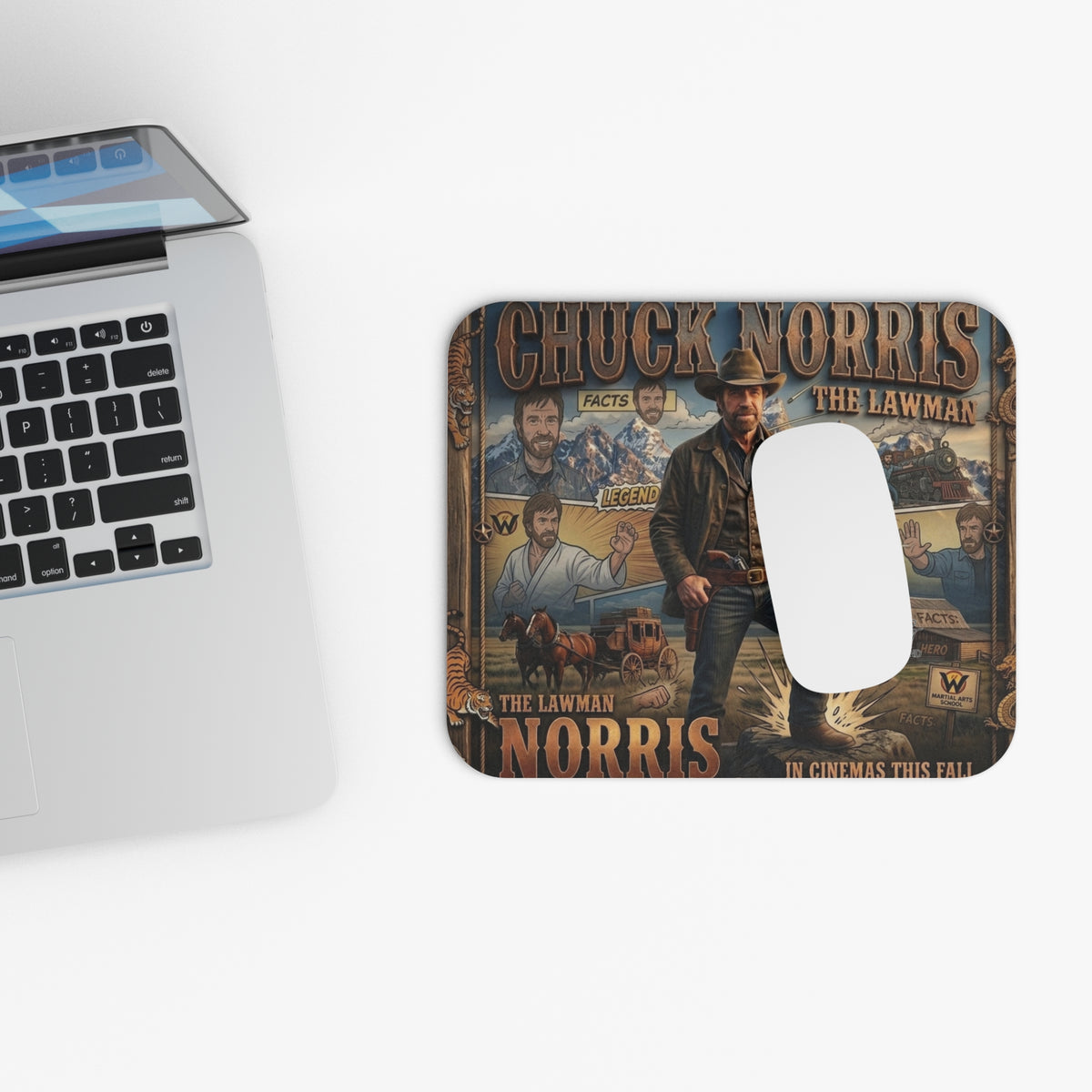 Chuck Norris Lawman Designer Poster Mouse Pad | Western Action Movie Collage by GT Artland