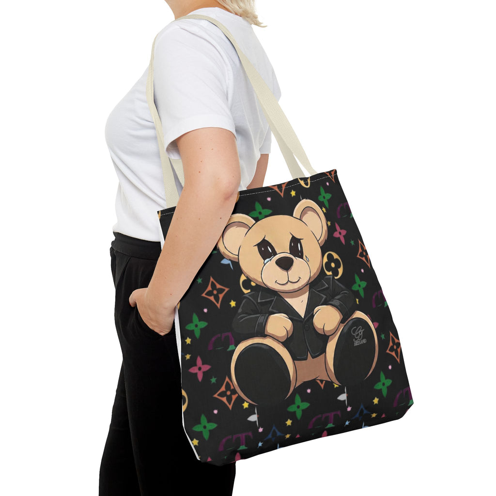 Elite Black Urban Designer Teddy Bear Monogram Tote Bag by GT Artland