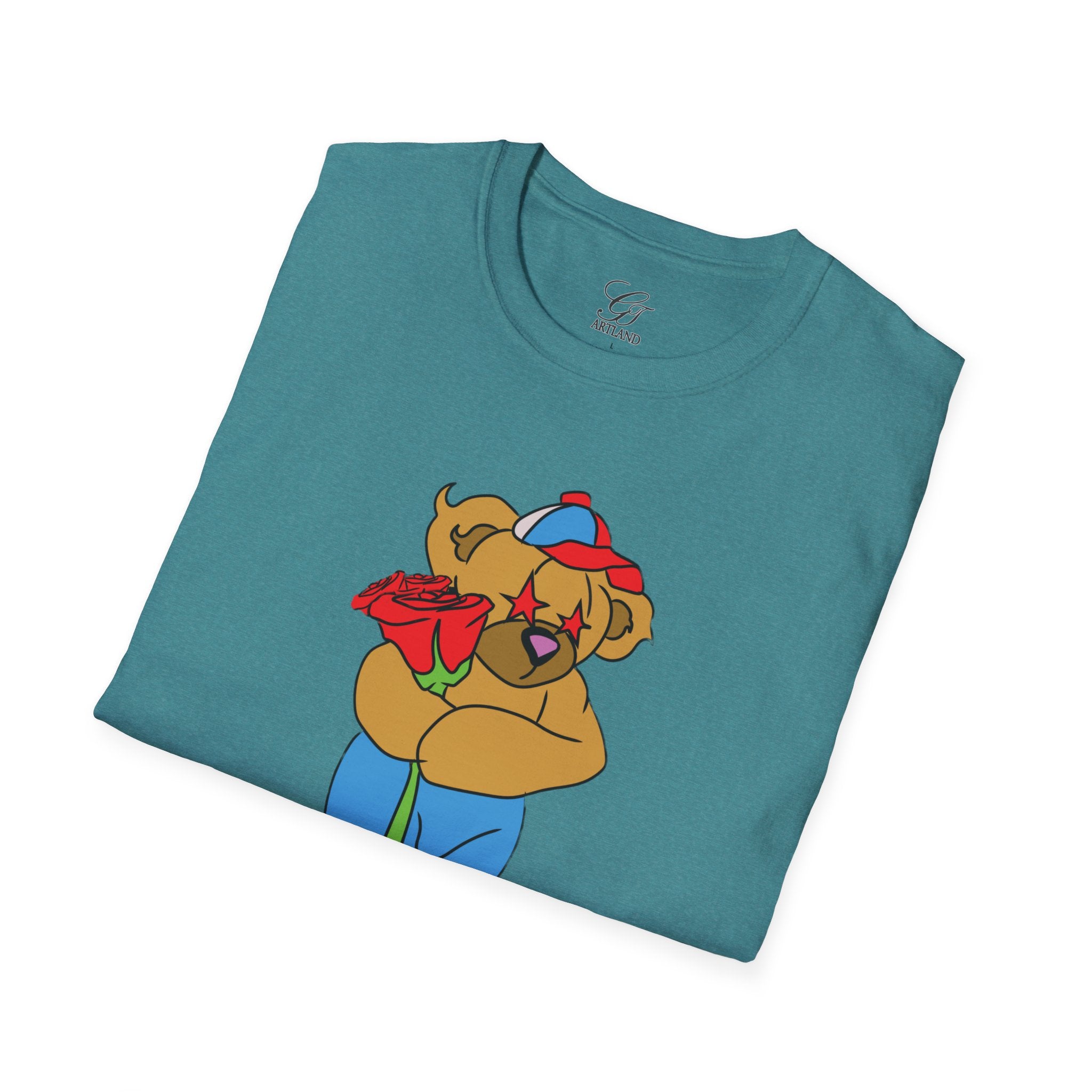 Cartoon Bear with Swag Graphic T-Shirt - Tee