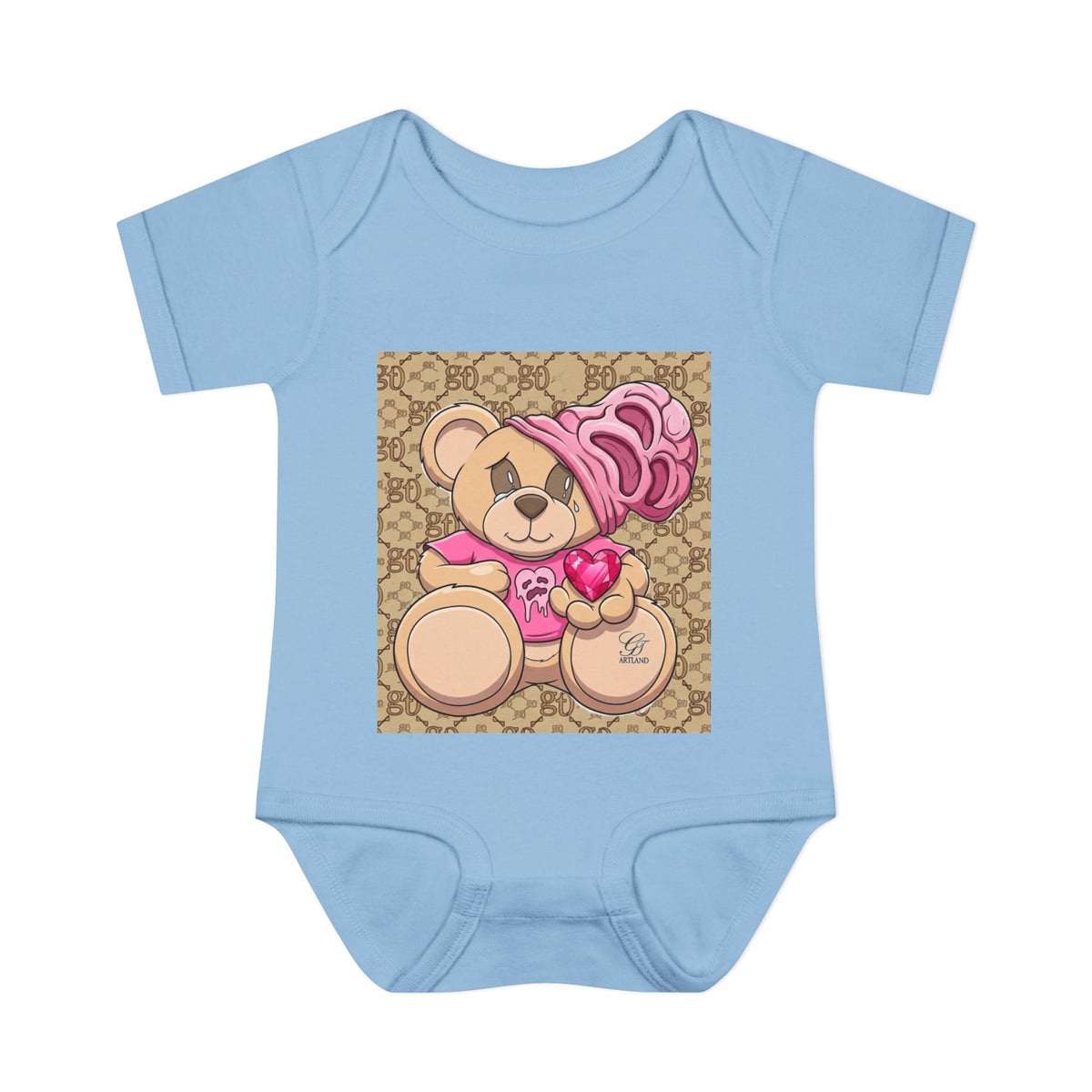 Pink Heart Teddy Bear Infant Bodysuit by GT Artland