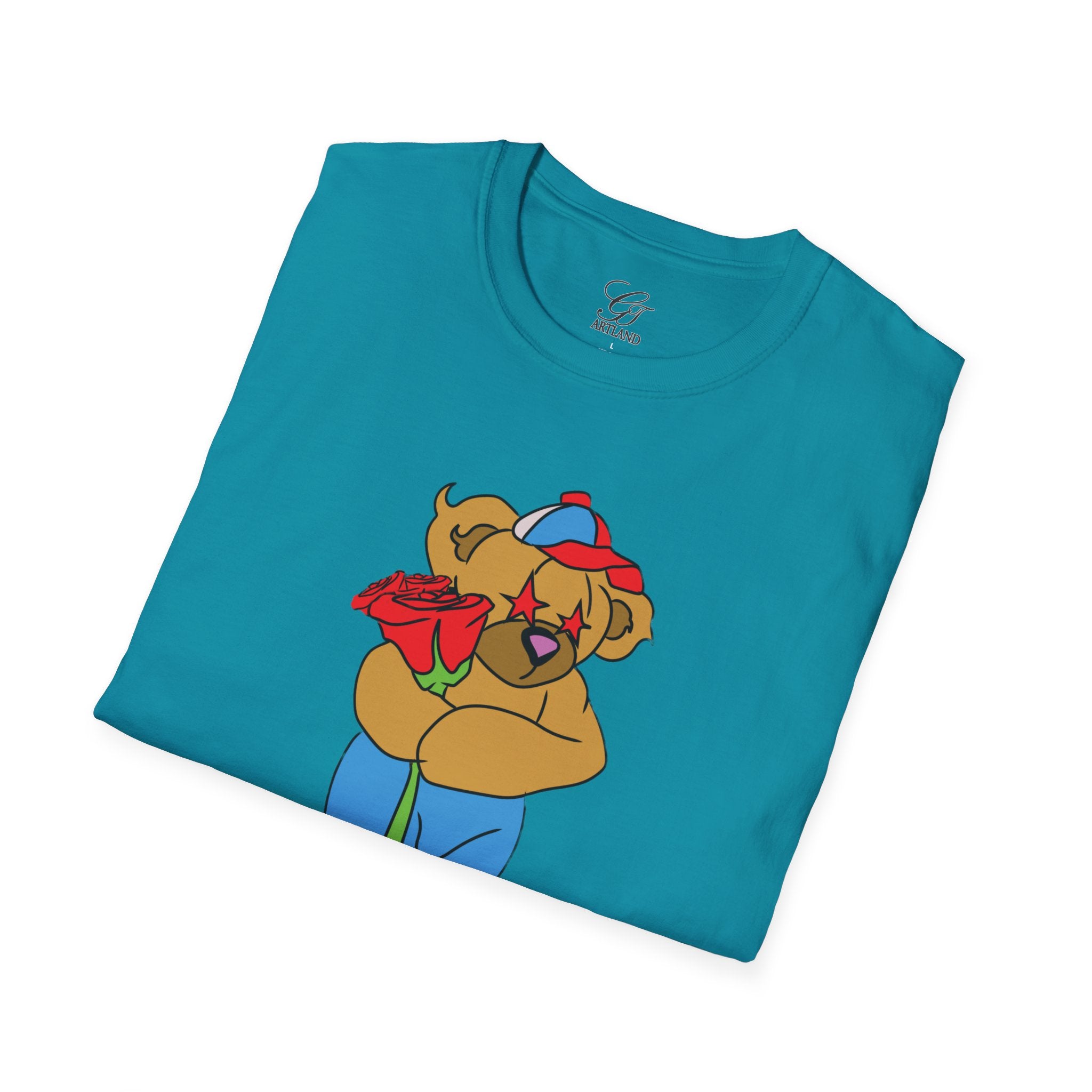Cartoon Bear with Swag Graphic T-Shirt - Tee