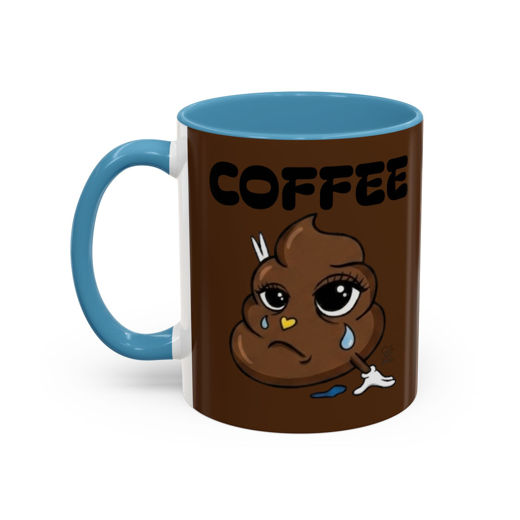 Coffee Mug — Cute Crying Poop Emoji 'COFFEE' Accent Ceramic Mug (11/15 oz) by GT Artland