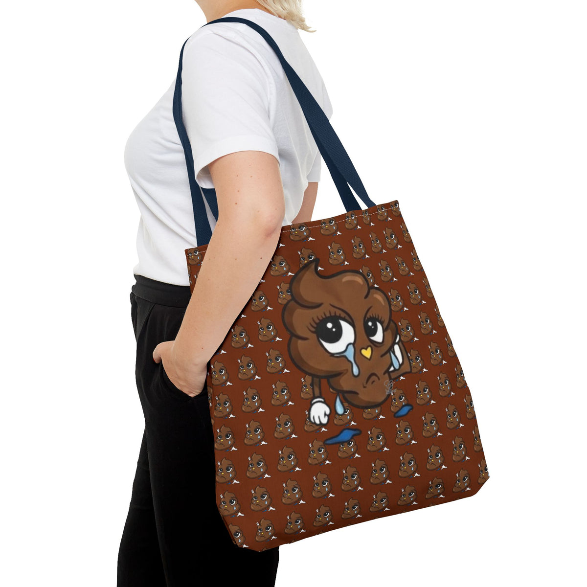 Glizzee Cute Poop Character Tote Bag | All Over Print Cartoon Pattern by GT Artland
