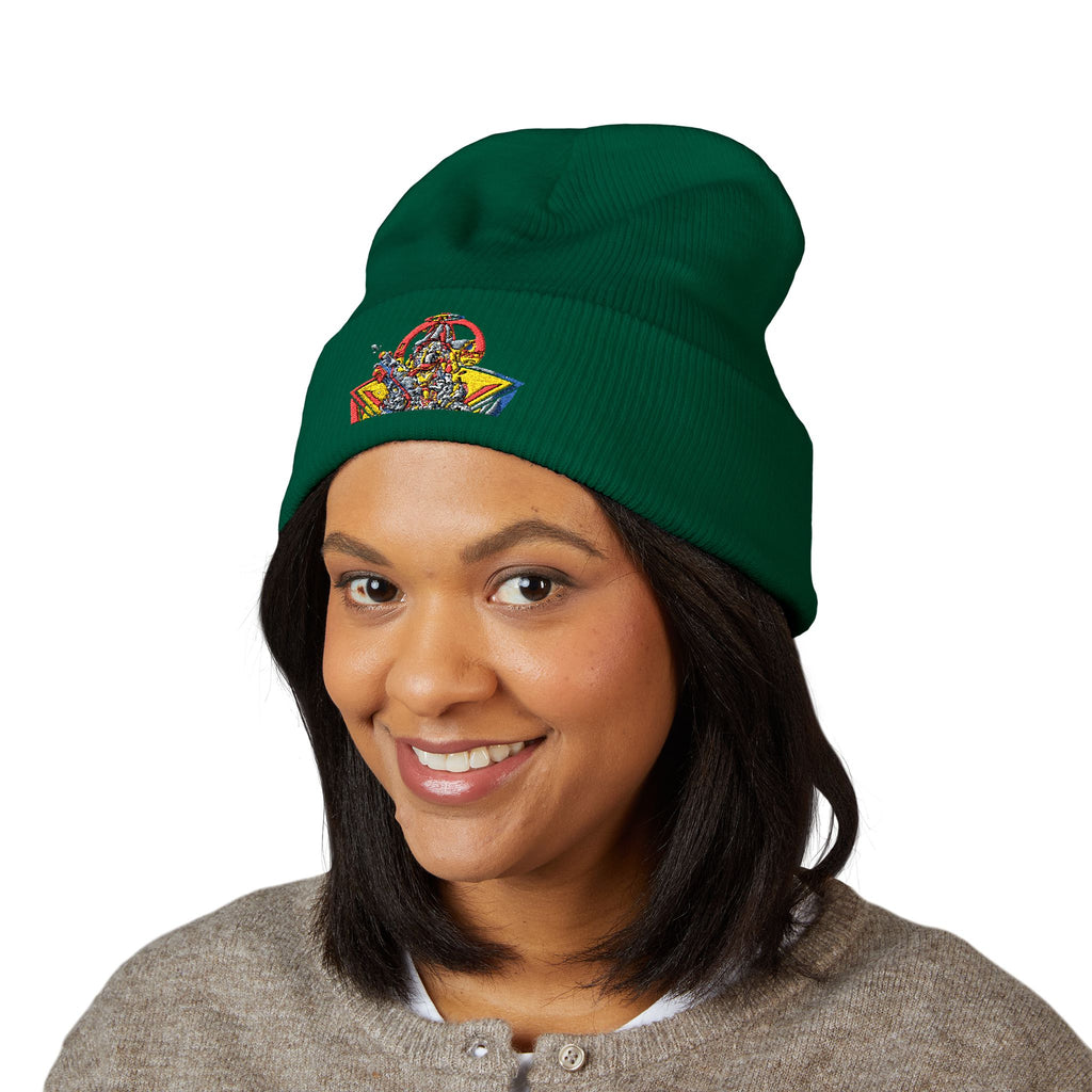 Retro Comic Duck Embroidered Cuffed Beanie