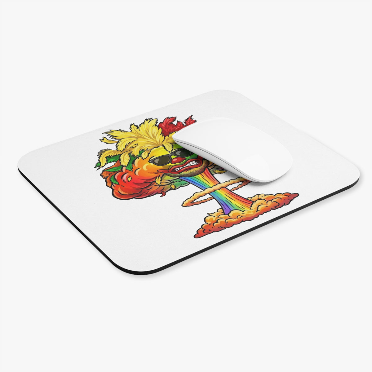 Rainbow Clown Mushroom Cloud Mouse Pad | Funky Colorful Explosion by GT Artland