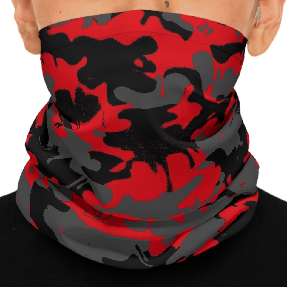 Red & Black Dessert Storm Designer Fashion Camo Midweight Neck Gaiter Face Mask by GT Artland