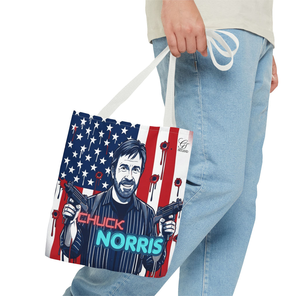 Patriotic Action Designer Edition Hero Tote Bag — 'Chuck Norris' Graphic by GT Artland
