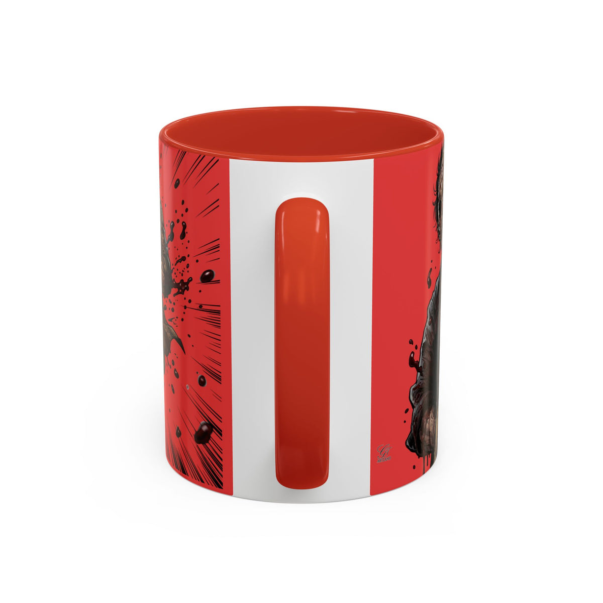Chainsaw Killer Illustration Mug | Horror Red Accent Coffee Mug by GT Artland