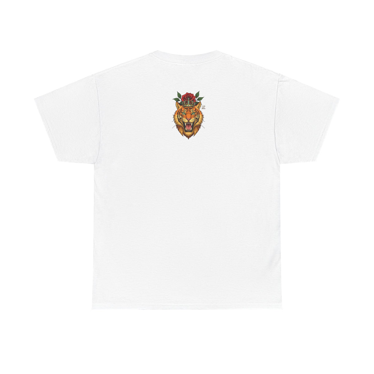 Roaring Tiger with Rose Tee | Floral Tiger T-Shirt by GT Artland