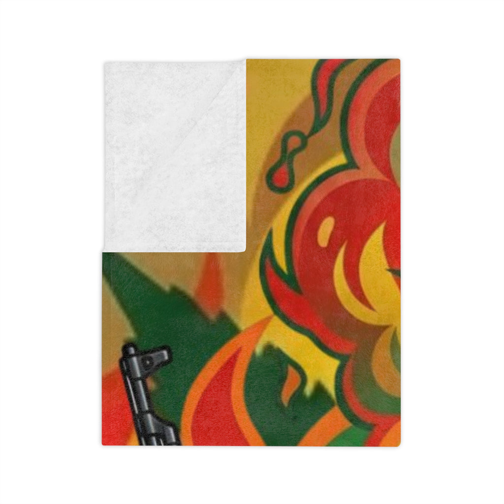 Rasta Grenade Character Velveteen Microfiber Blanket | Cannabis Leaf, Dreadlocks by GT Artland