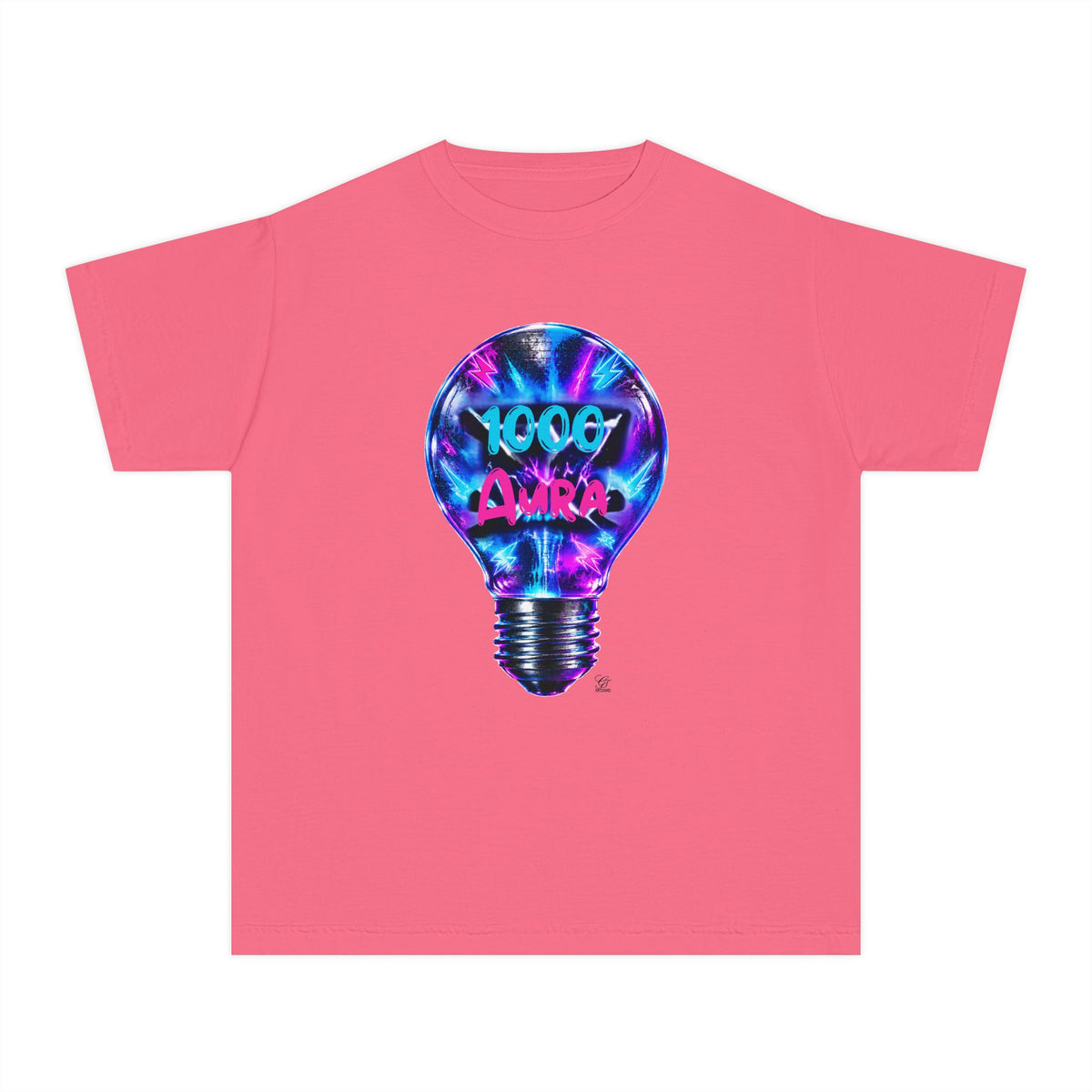 Colorful Light Bulb Youth T-Shirt -"1000 AURA" Graphic T-Shirt