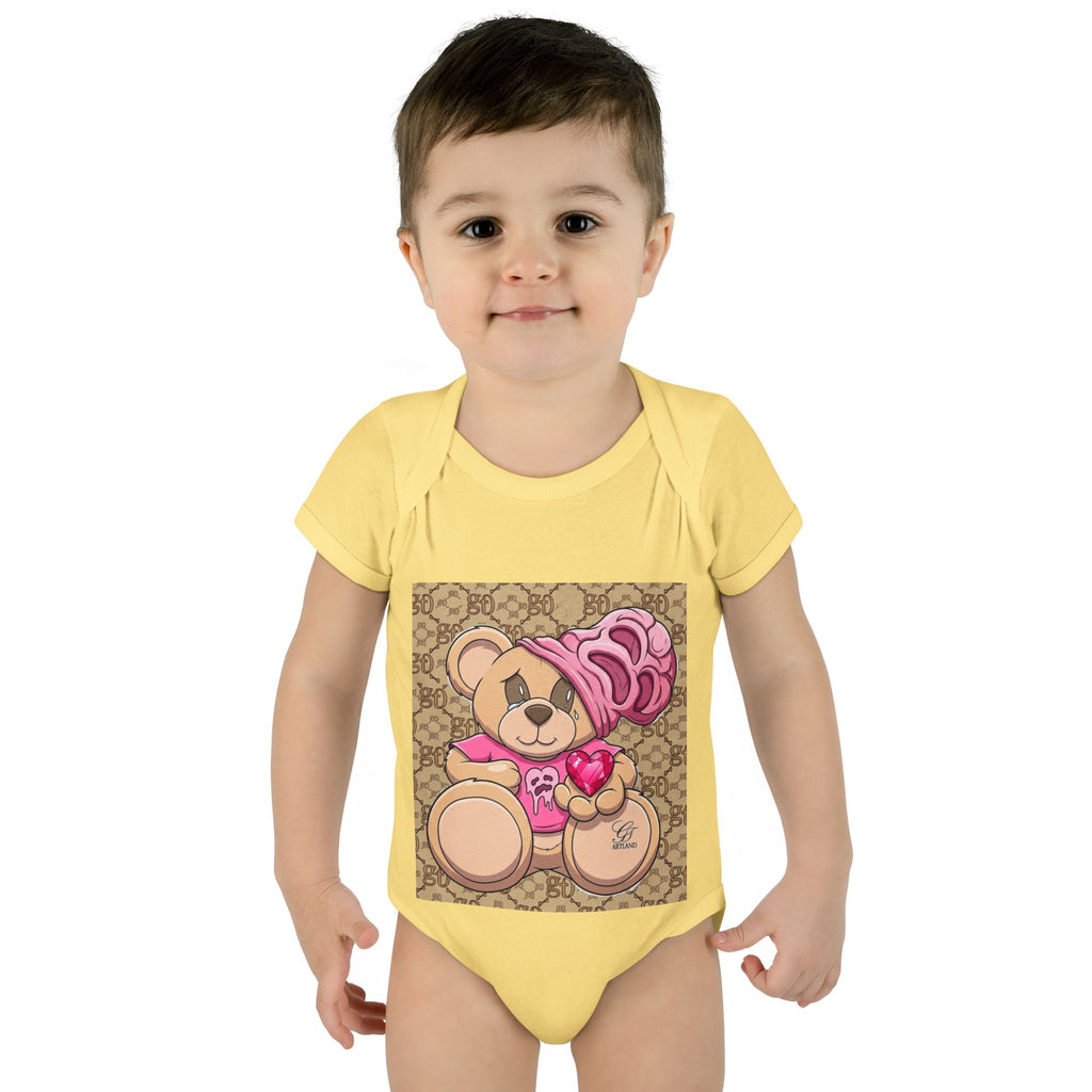 Pink Heart Teddy Bear Infant Bodysuit by GT Artland