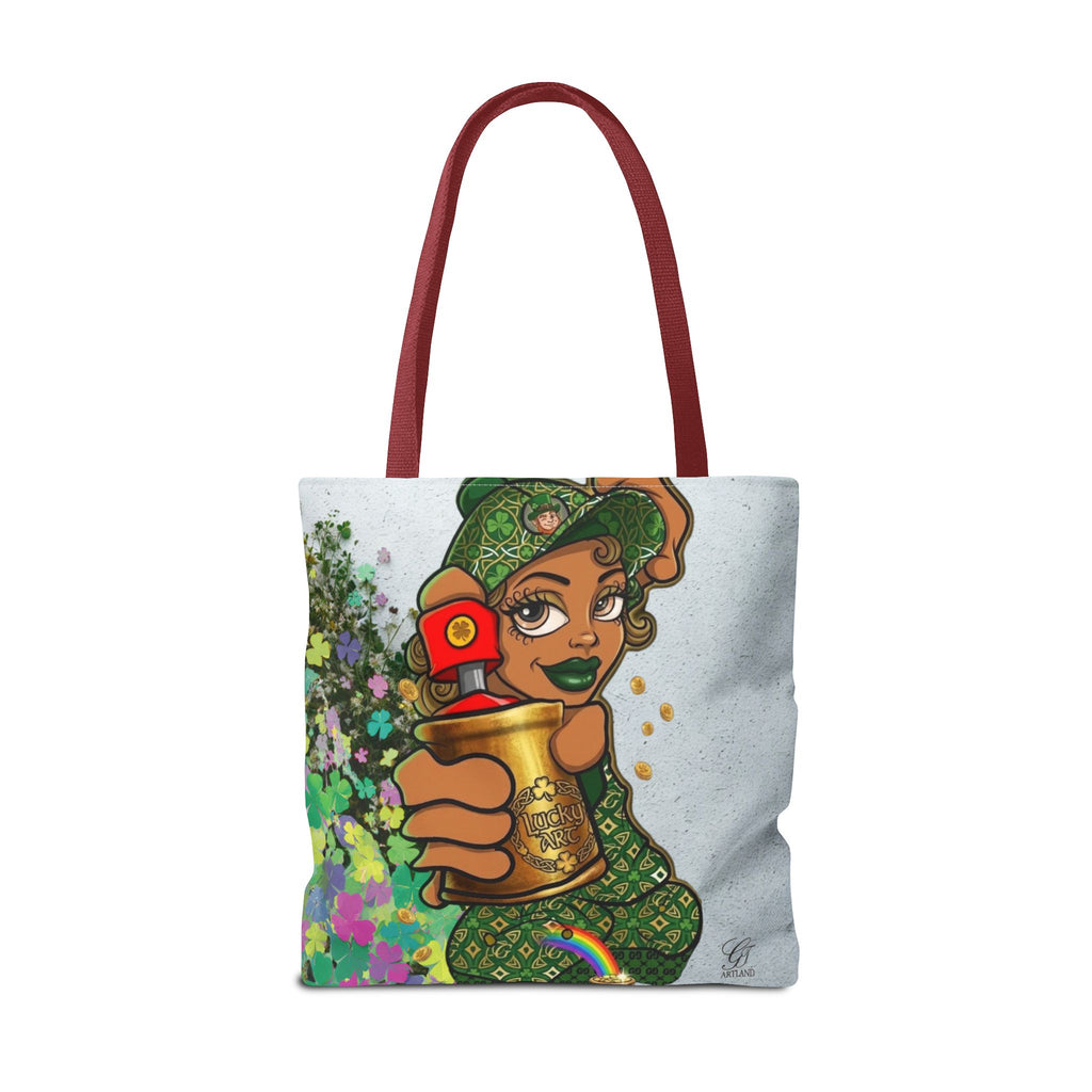 "Lucky Art" Spray Can Ebony Couple (Boy/Girl) St Patrick Theme Designer Tote Bag by GT Artland