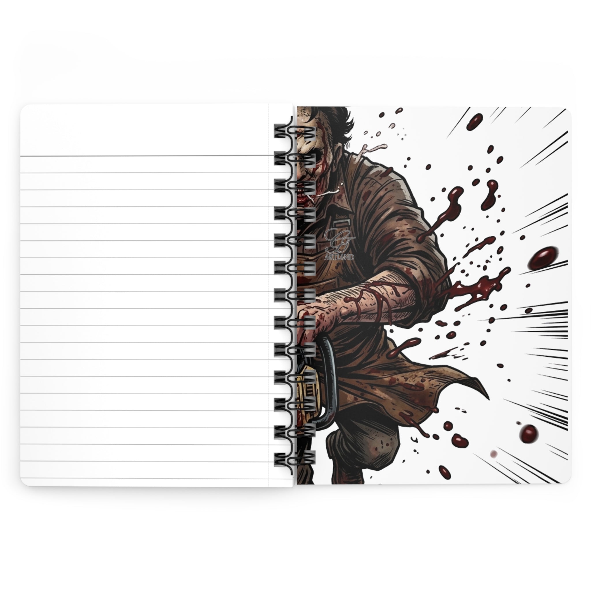 Leatherface Chainsaw Horror Journal | Spiral Bound Notebook, Bloody Slasher Art by GT Artland