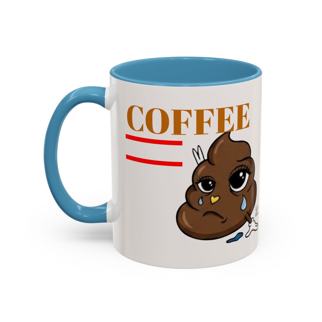 Coffee Mug — Sad Coffee Poop Emoji Designer Toon Accent Mug (11/15oz) by GT Artland