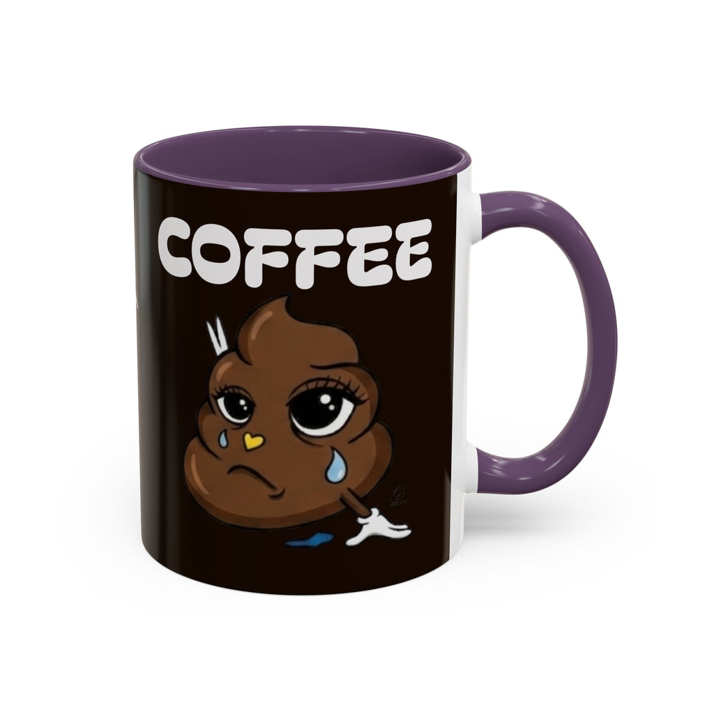Coffee Mug — Cute Sad Poop Emoji with “COFFEE” Text Accent Mug by GT Artland
