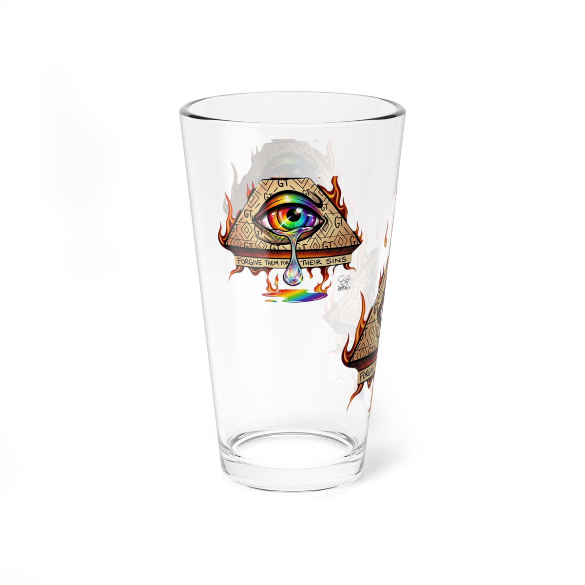 All-Seeing Rainbow Eye Pint Glass | 16oz Mixing Glass