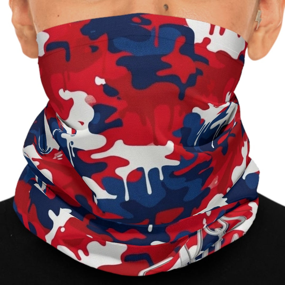 Red White Blue Camo Neck Gaiter — Patriotic Drip Designer Face Shield by GT Artland