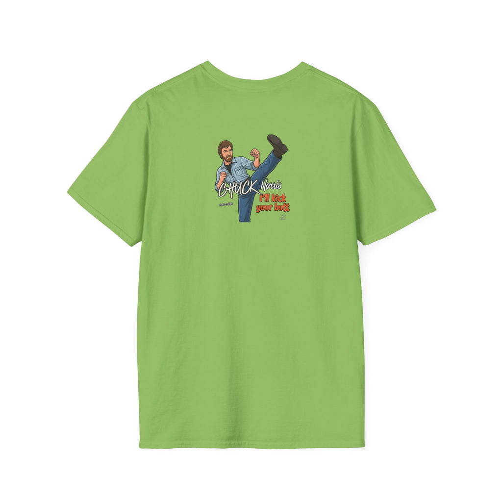 Chuck Norris Kick Illustration T-Shirt | I'll Kick Your Butt text by GT Artland