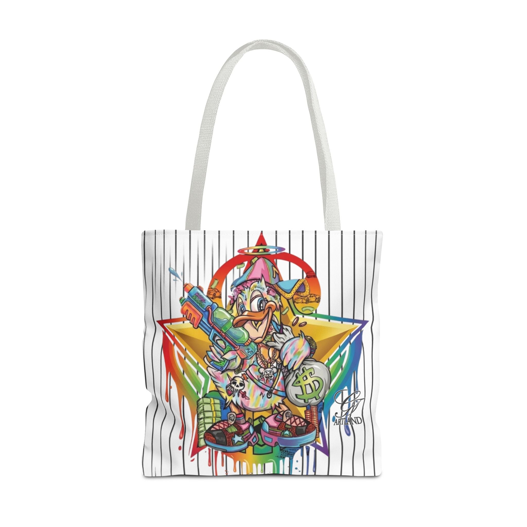 Graffiti Duck Urban Colorful Drip Tote Bag — Colorful Street Art by GT Artland