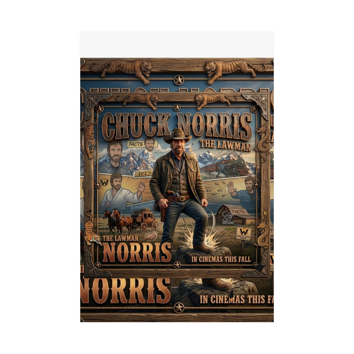 Chuck Norris Movie Poster Matte Vertical Poster | Cowboy Lawman Wall Art by GT Artland