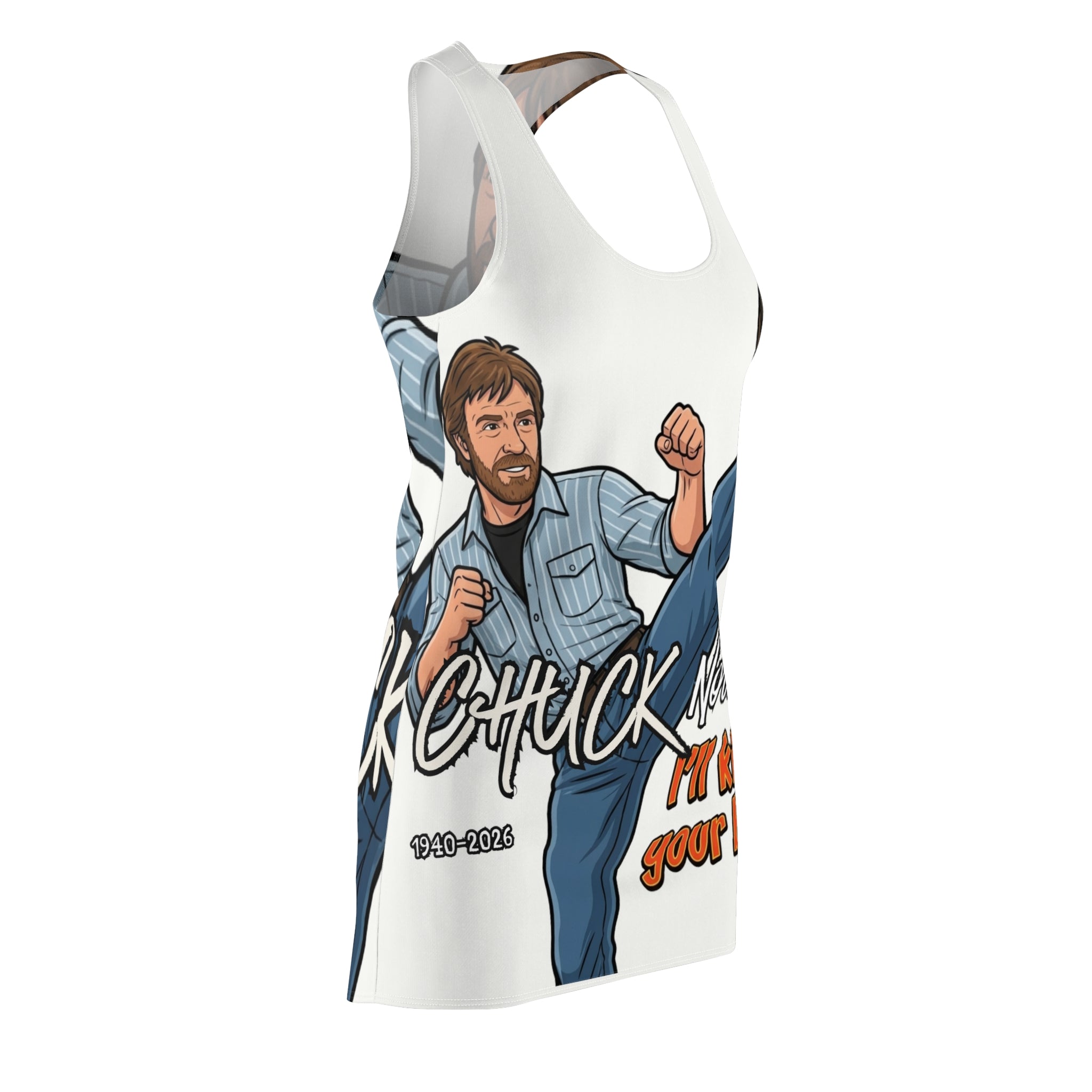 Chuck Norris Kick Graphic Racerback Dress | Martial Arts Tribute by GT Artland