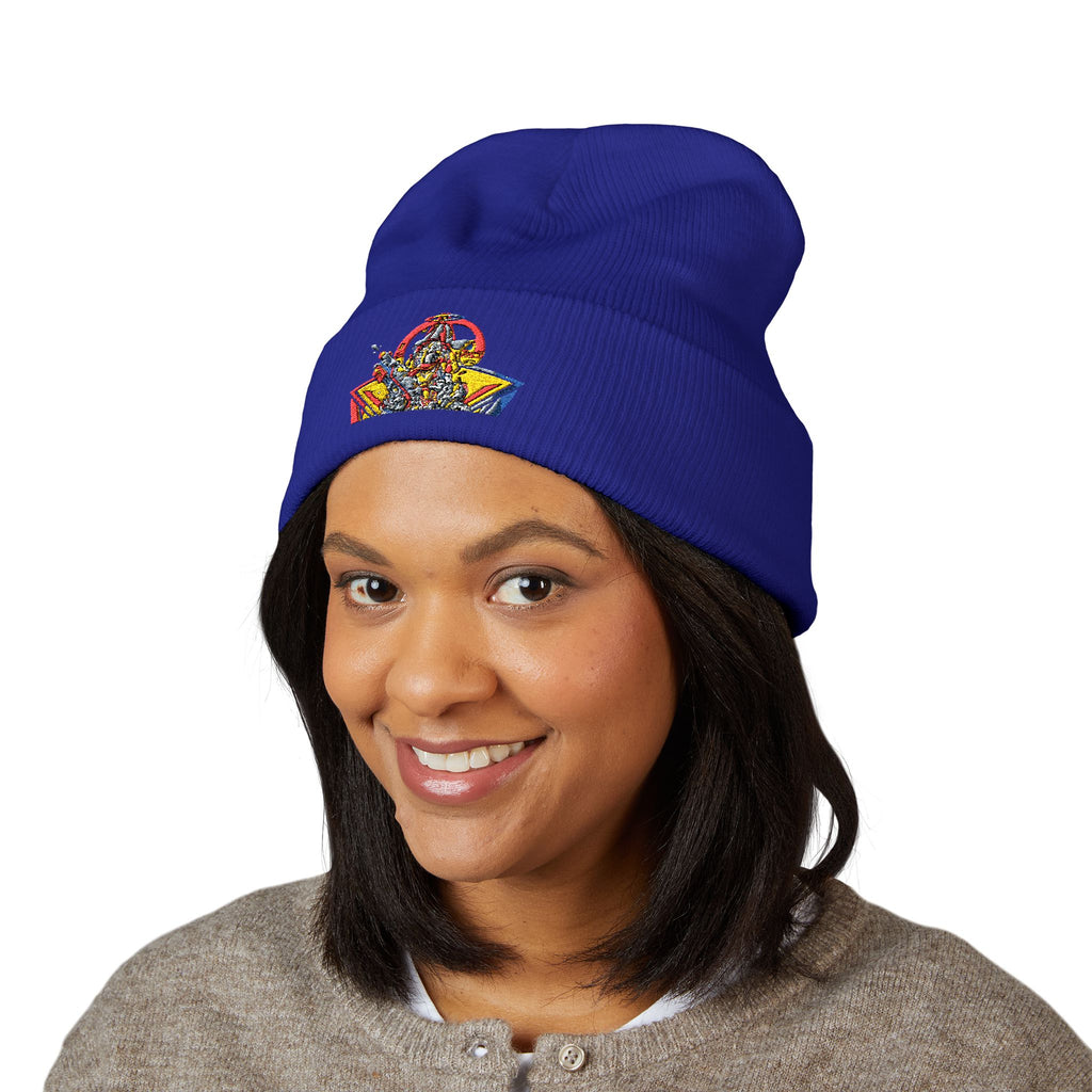 Retro Comic Duck Embroidered Cuffed Beanie