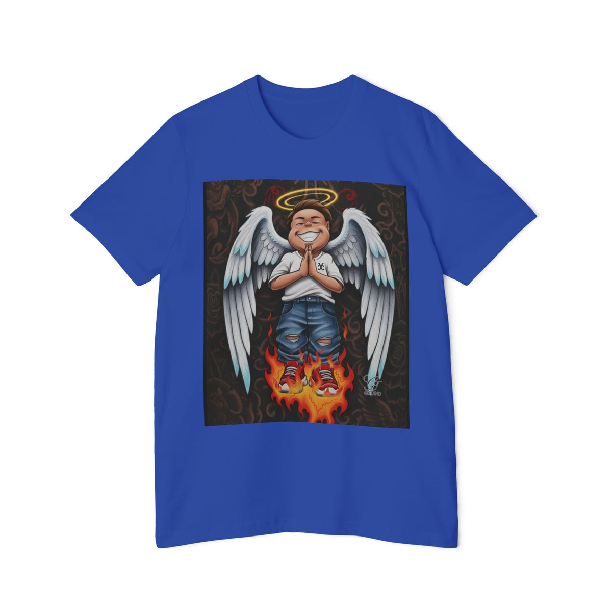 Angel Boy Praying USA-Made Unisex Short-Sleeve Jersey T-Shirt