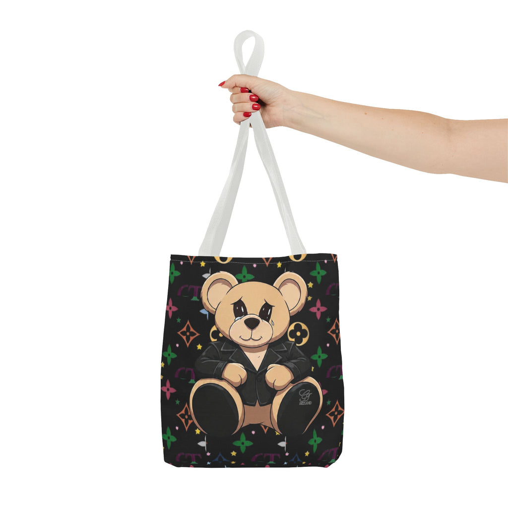 Elite Black Urban Designer Teddy Bear Monogram Tote Bag by GT Artland