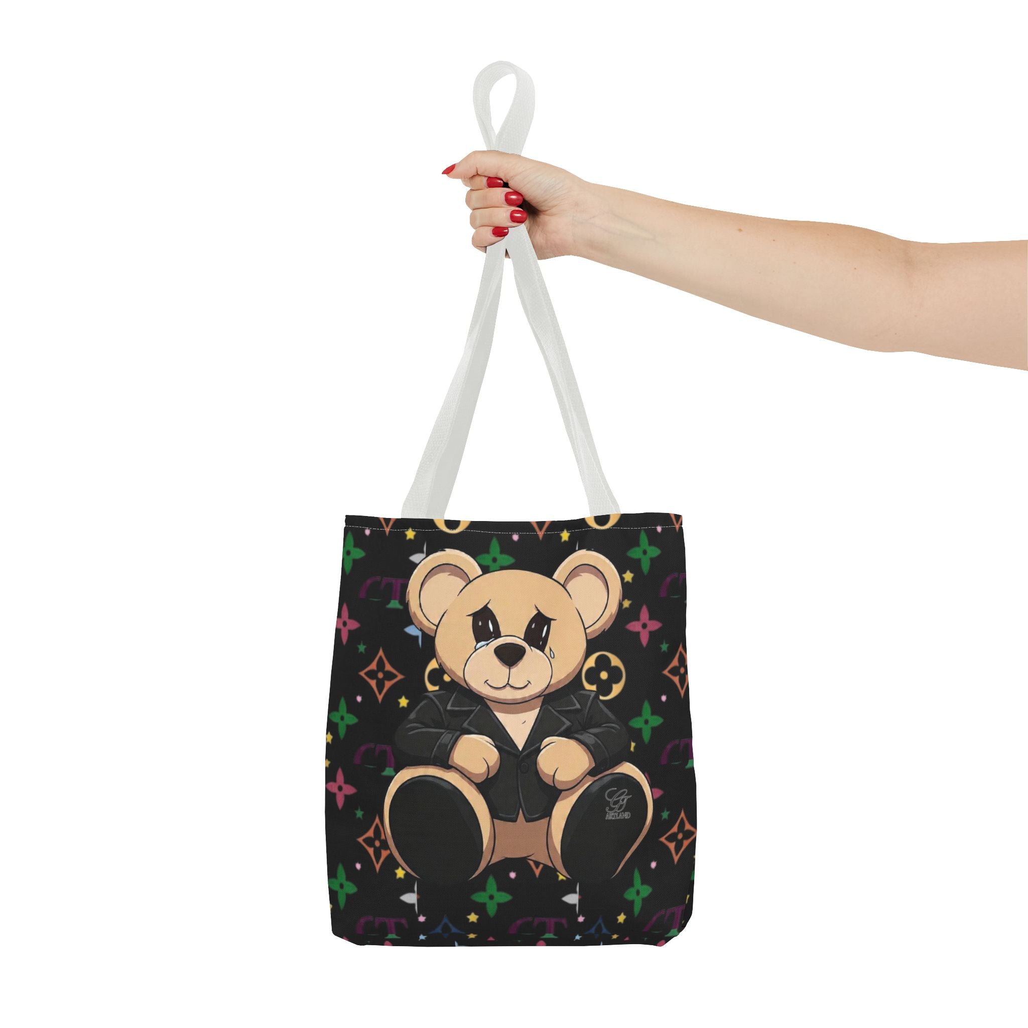 Elite Black Urban Designer Teddy Bear Monogram Tote Bag by GT Artland