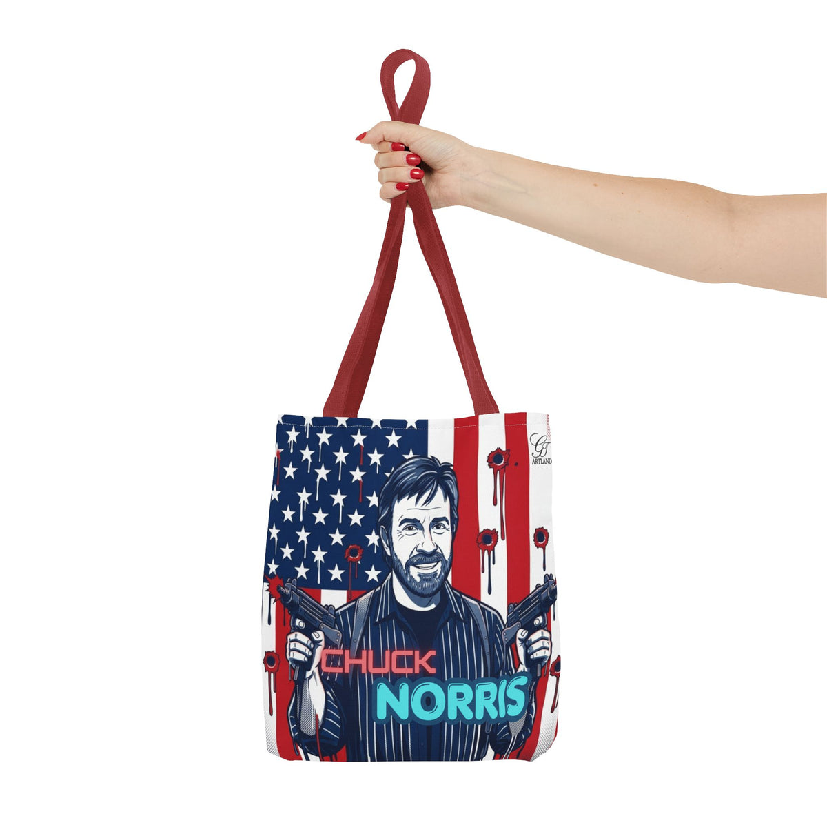 Patriotic Action Designer Edition Hero Tote Bag — 'Chuck Norris' Graphic by GT Artland