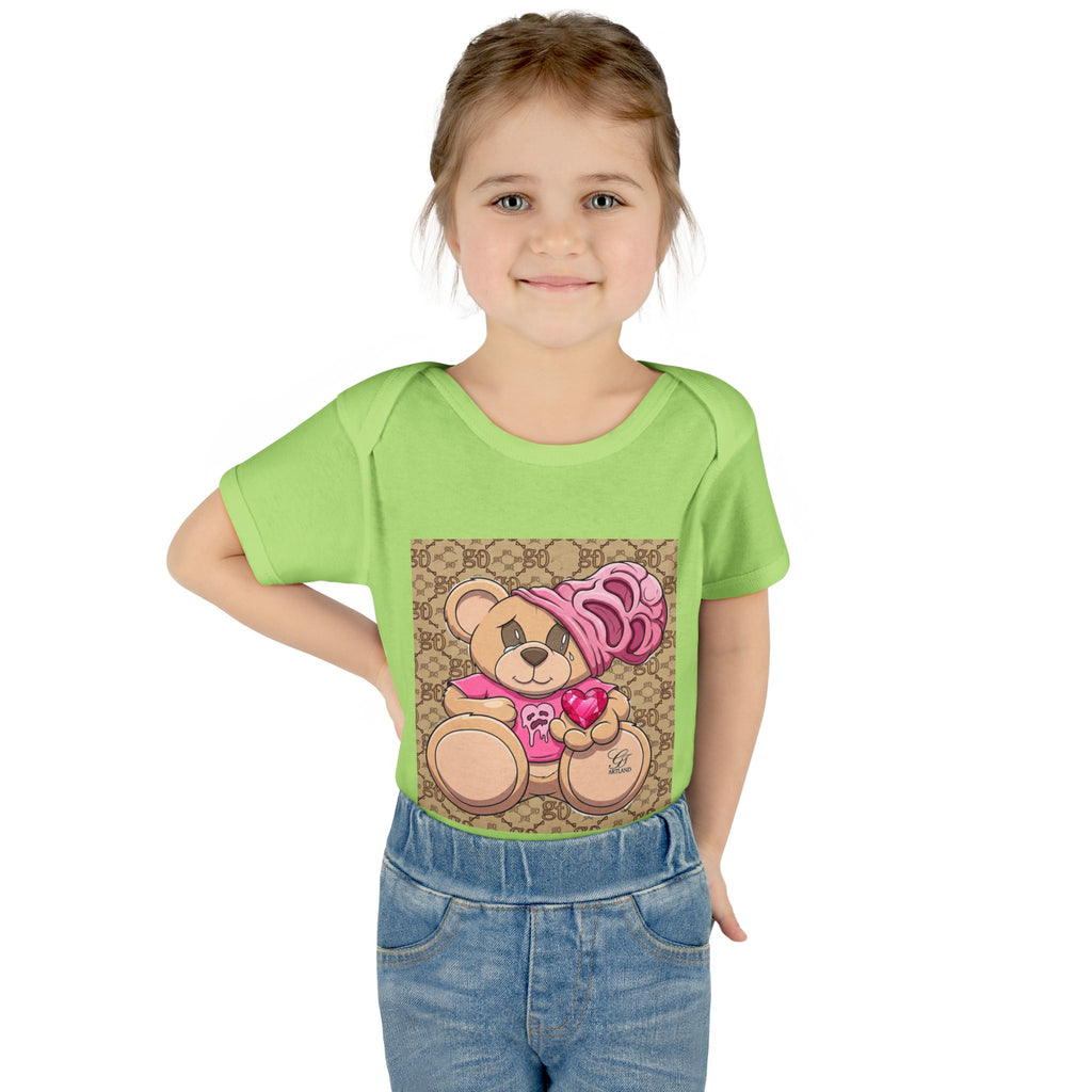 Pink Heart Teddy Bear Infant Bodysuit by GT Artland