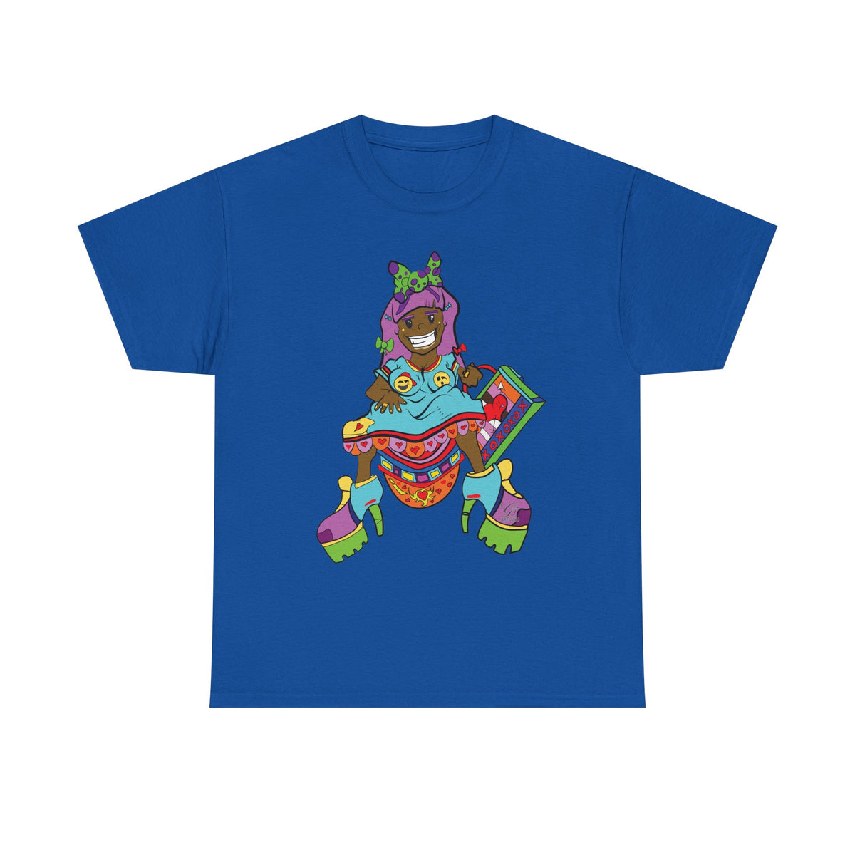 Colorful Psychedelic Girl Character T-Shirt | Retro Cartoon Graphic Tee by GT Artland