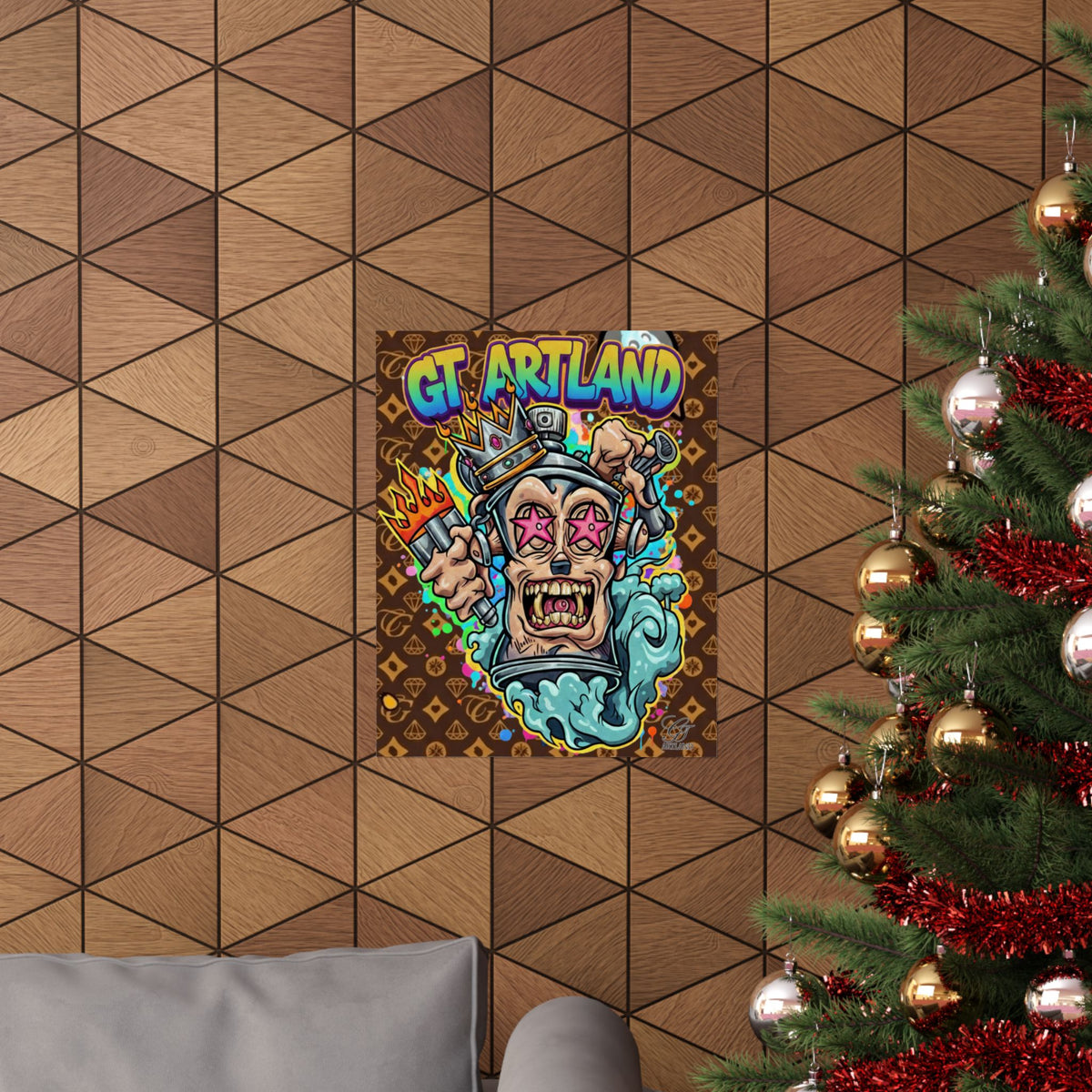 Graffiti King Skull Matte Vertical Poster | Urban Street Art, Colorful Illustration by GT Artland