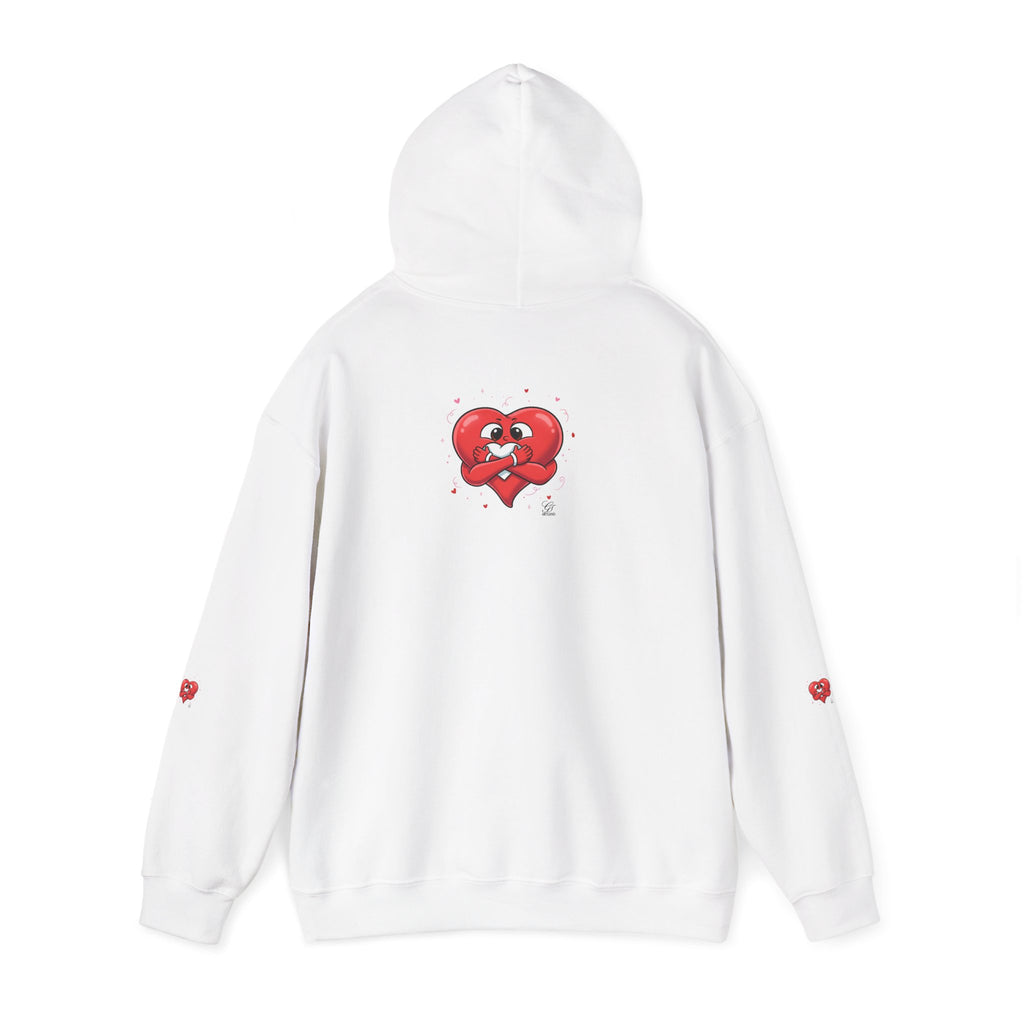 Graphic Heart Unisex Heavy Blend Hooded Sweatshirt | Red Heart Cartoon Sweatshirt
