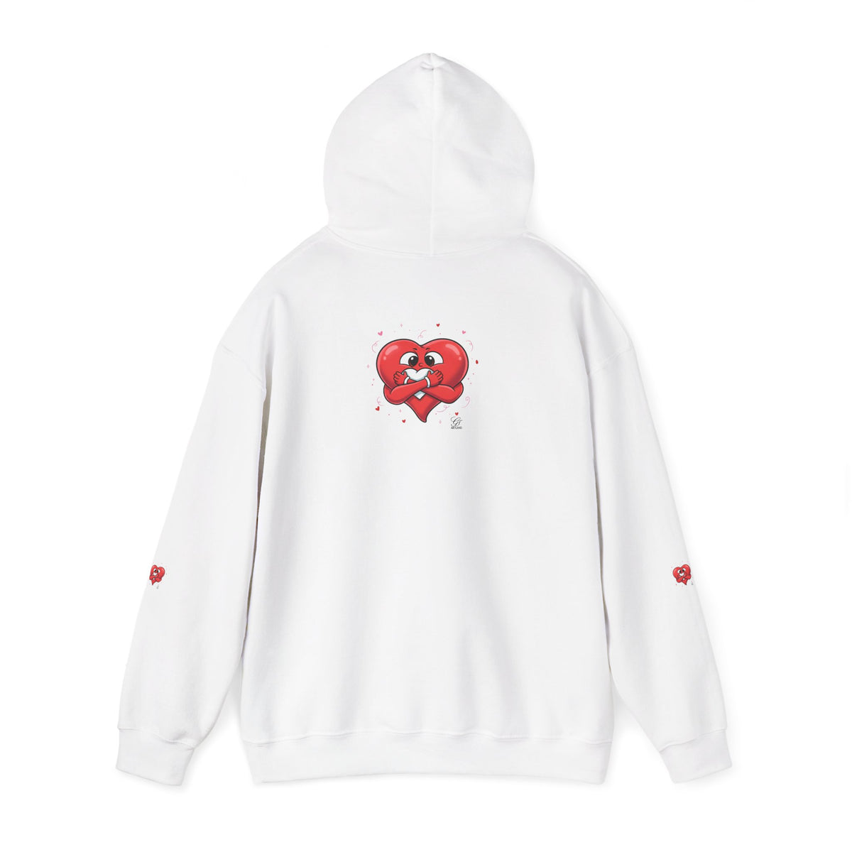 Graphic Heart Unisex Heavy Blend Hooded Sweatshirt | Red Heart Cartoon Sweatshirt