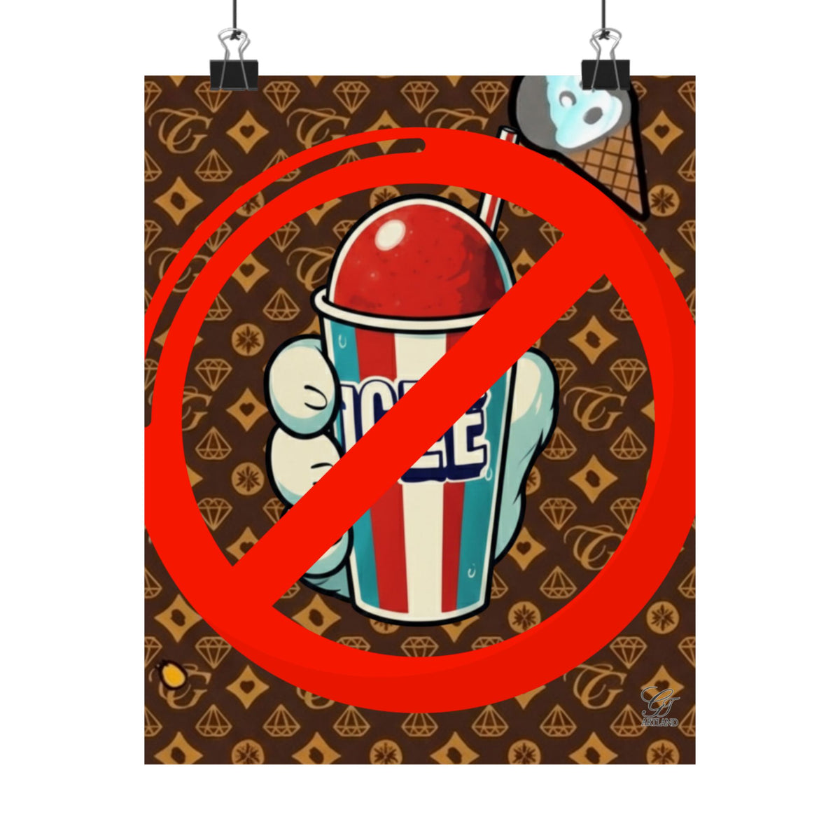 No Slushie Poster Matte Vertical Poster | Anti Slushie Illustration, Retro Snack Pattern by GT Artland