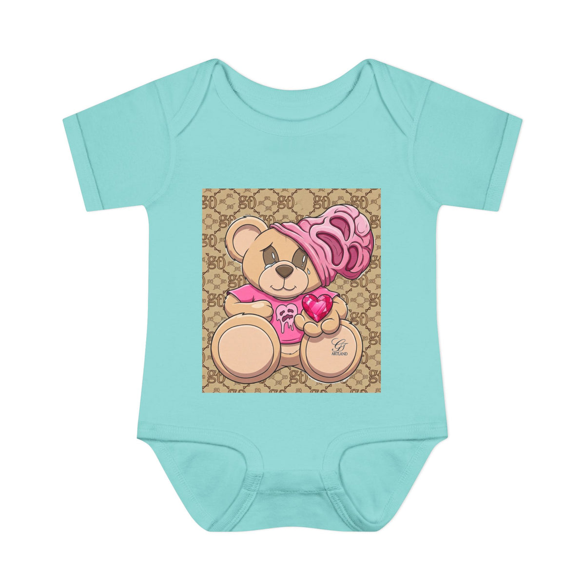 Pink Heart Teddy Bear Infant Bodysuit by GT Artland
